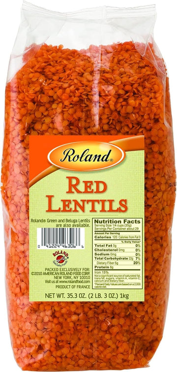 Roland Foods Dried Split Red Lentils, 35.3 Ounce Bag, Pack of 2