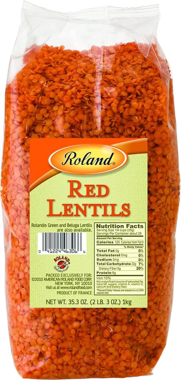 Roland Foods Dried Split Red Lentils, 35.3 Ounce Bag, Pack Of 2