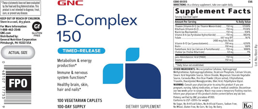 Gnc B-Complex 150 | Metabolism & Energy Production | Timed-Release | 100 Count