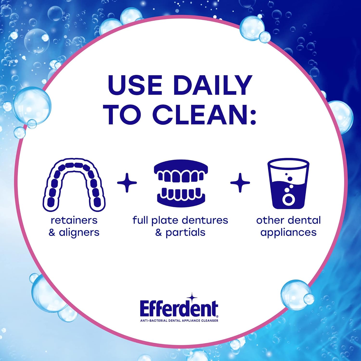 Efferdent Retainer & Denture Cleaner Tablets and Dental Bath, 4 Tablets : Health & Household