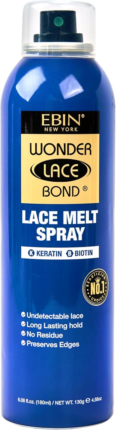 Ebin New York Wonder Lace Melt Aerosol Spray - Keratin + Biotin Infused (180Ml./ 6.08Oz) - Preserves Edges & Undetectable Lace | Long Lasting Hold | No Residue