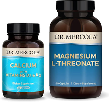 Dr. Mercola Magnesium L-Threonate & Calcium With D3 & K2, 30 Servings, Dietary Supplement, Bone Health, Non-Gmo