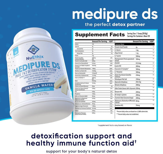 NuEthix Formulations Medipure DS with Pea Protein Phase 1 & 2 Detoxification System, Supplement to Help Support The Body?s Natural Detoxification Process, Vanilla Wafer (Non-Caffeinated), 20 Servings