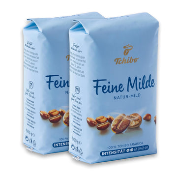 Tchibo Whole Bean Coffee – Feine Milde – Light Roast Arabica Beans For A Smooth And Aromatic European Style Coffee – Intensity 2/6, Acidity 3/6, Roast Level 2/6 – 2X 17.6 Oz - Pack Of 2