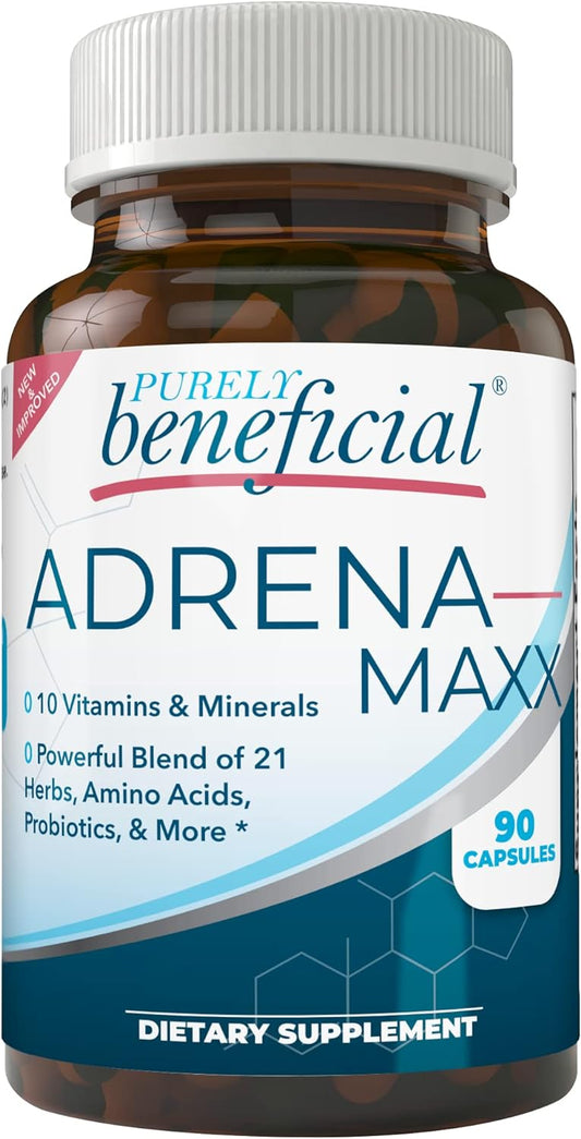 PURELY beneficial ADRENA-MAXX - Natural Supplement, 45Day Supply- Fatigue Relief, Stress Response, Enhanced Energy - Pure, Organic Ingredients