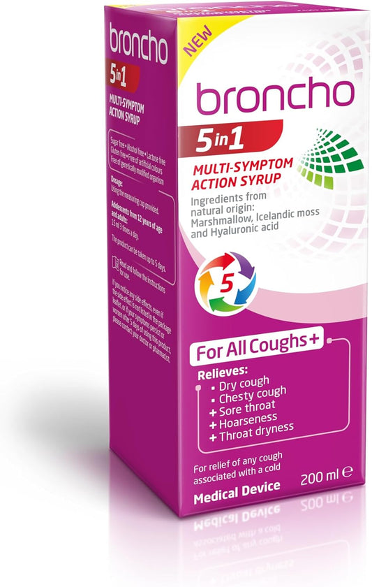 Bronchostop 5In1 Cough Multi-Symptom Action Syrup 200Ml