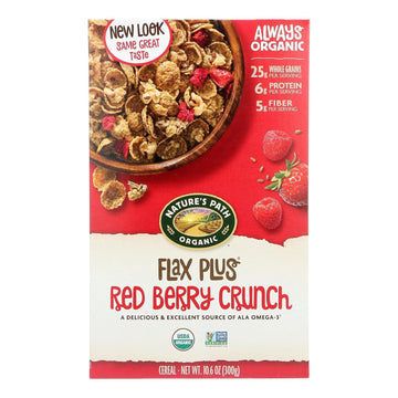 Nature's Path Organic Flax Plus Red Berry Crunch Cereal, 10.6 Ounce (Pack of 6) , Non-GMO, 25g Whole Grains, with Omega-3 Rich Flax Seeds