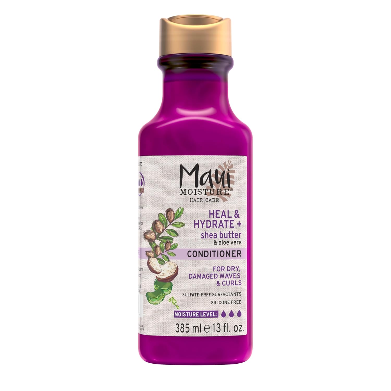 Maui Moisture Heal & Hydrate + Shea Butter Conditioner To Repair & Deeply Moisturize Tight Curly Hair With Coconut & Macademia Oils, Vegan, Silicone, Paraben & Sulfate-Free, 13 Fl Oz