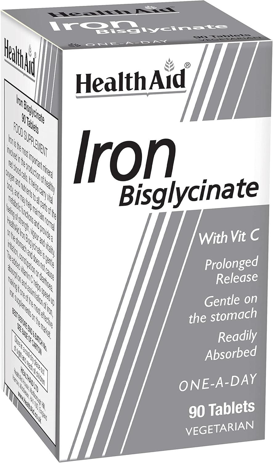 Healthaid Iron Bisglycinate - 90 Vegetarian Tablets