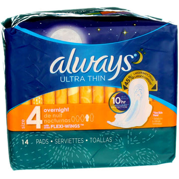 Always Pads Size 4 Ultra Thin 14 Count Overnight (1 Pack)