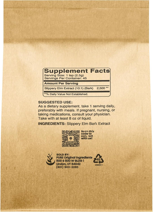 Pure Original Ingredients Slippery Elm Powder (4Oz) Pure & Natural, Vegan, Gluten-Free