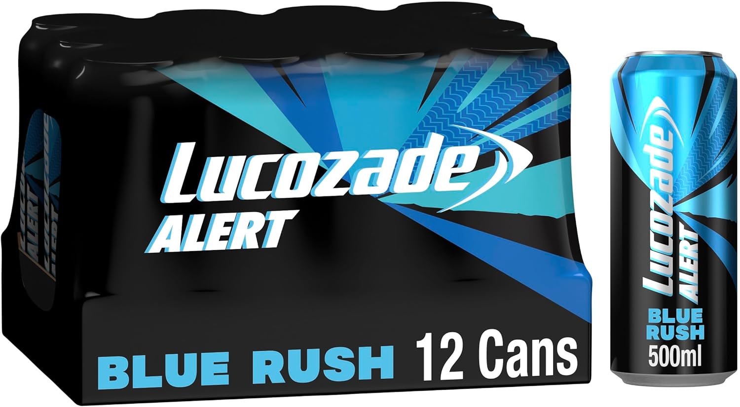 Lucozade Alert Energy Drink Blue Rush 500Ml (Pack Of 12)