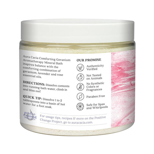 Aura Cacia Aromatherapy Mineral Bath, Comforting Geranium, 16 Ounce Jar