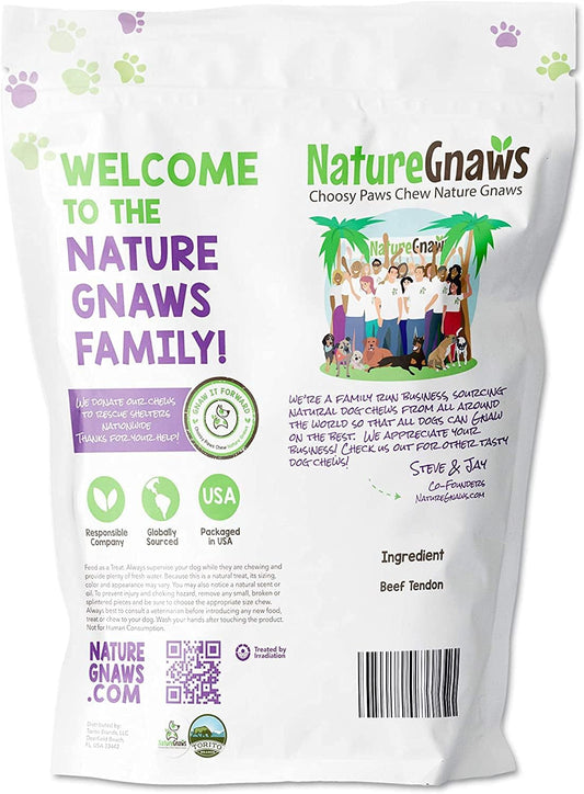 Nature Gnaws Beef Tendons For Dogs 7-11" (12 Count) - Long Lasting For Aggressive Chewers & Large Dogs - Natural Beef Jerky Dog Chew Bones - Rawhide Free