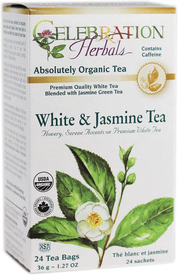 Celebration Herbals White & Jasmine Tea Organic 24 Bag, 0.02 Pound