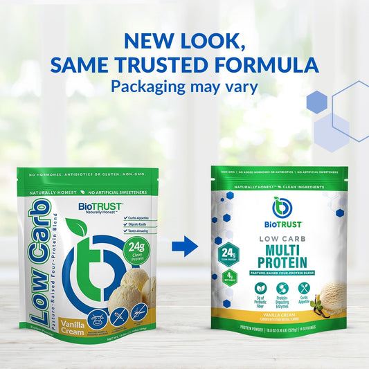 Biotrust Low Carb Protein Powder – Natural And Delicious Whey & Casein Blend From Grass-Fed Hormone Free Cows – Non Gmo, Soy Free, Gluten Free, Hormone Free (Vanilla)