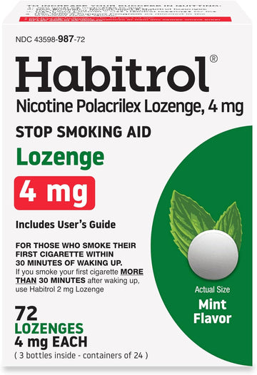 Habitrol Nicotine Lozenges 4 Mg Mint Flavor - 72 Count – Stop Smoking Aid – Reduce Cravings And Withdrawal Symptoms