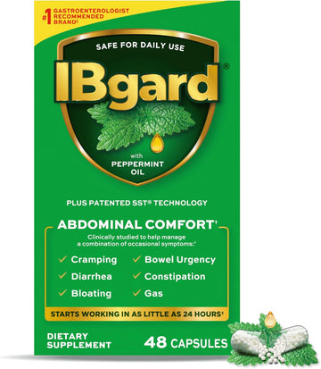 Ibgard Gut Health Supplement, Peppermint Oil Capsules For Abdominal Comfort, 96 Capsules