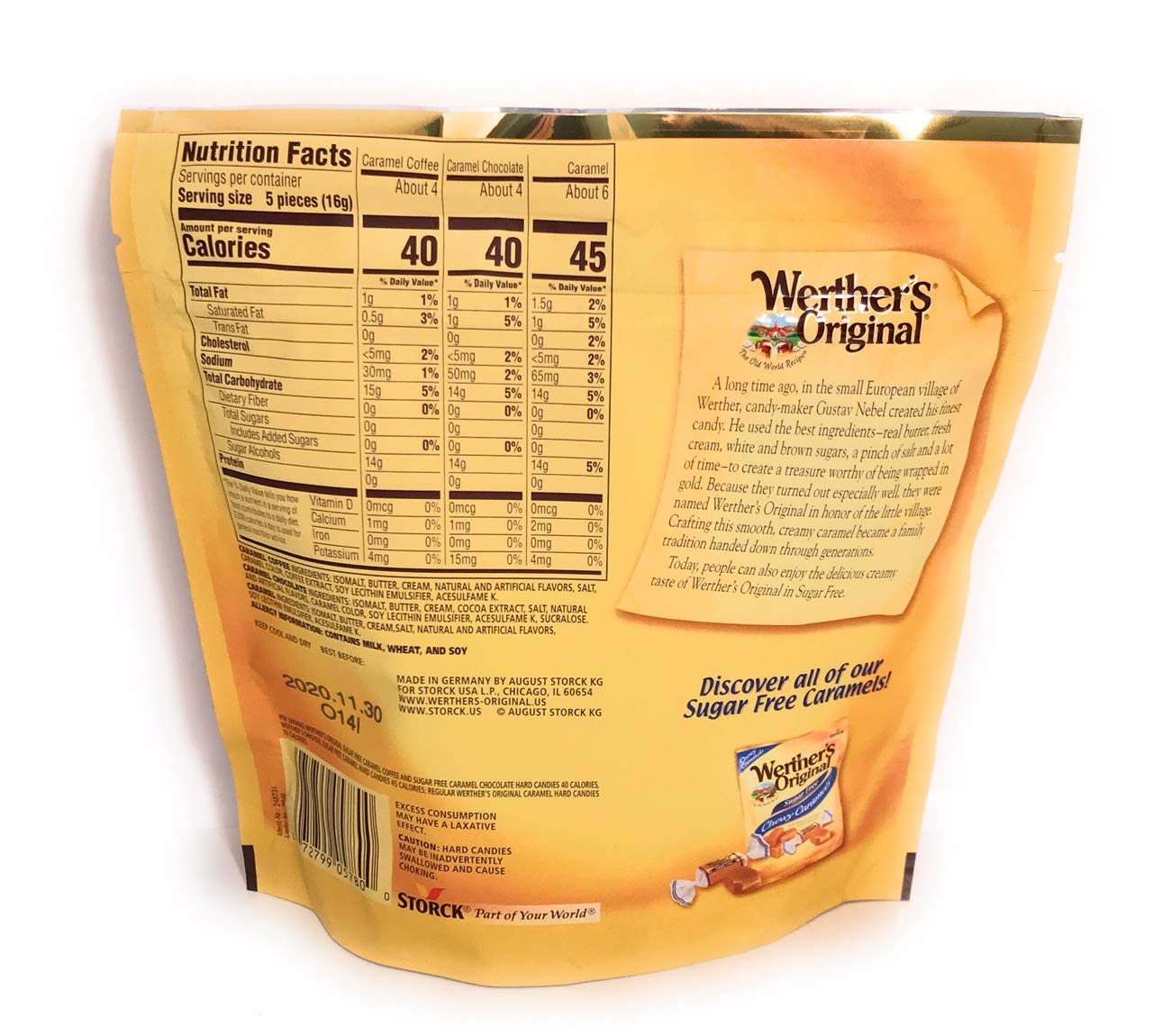 Werther'S Original Sugar Free Assorted 7.7Oz. Caramel Coffee, Caramel Chocolate, Caramel : Grocery & Gourmet Food