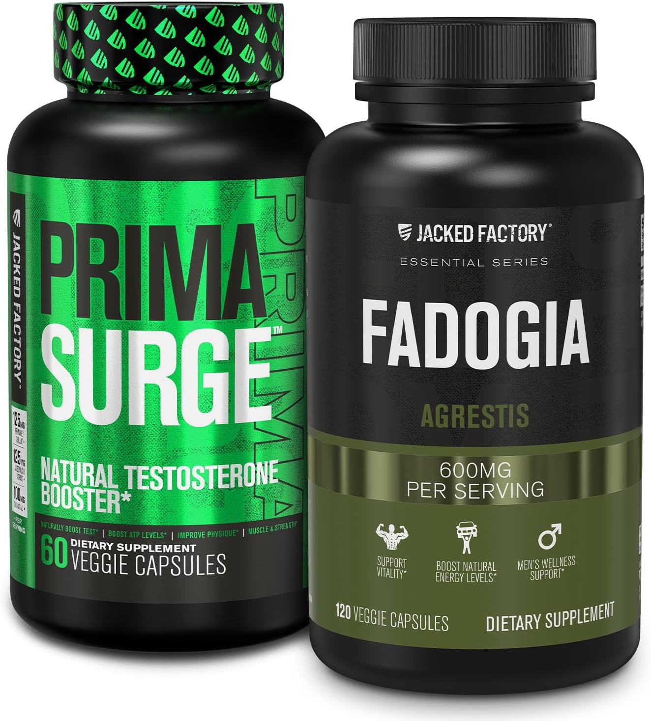 Jacked Factory Vitality Supplement Stack | Primasurge Testosterone Booster & Fadogia Agrestis Extract To Support Vitality, Boost Natural Energy Levels, & Enhance Recovery