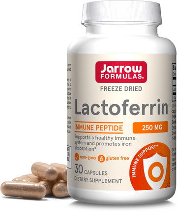 Jarrow Formulas Lactoferrin 250 Mg - Immune-Supporting Glycoprotein - For Healthy Immune System Support & Iron Absorption - Freeze Dried - Gluten Free - Non-Gmo - 60 Capsules (Servings)