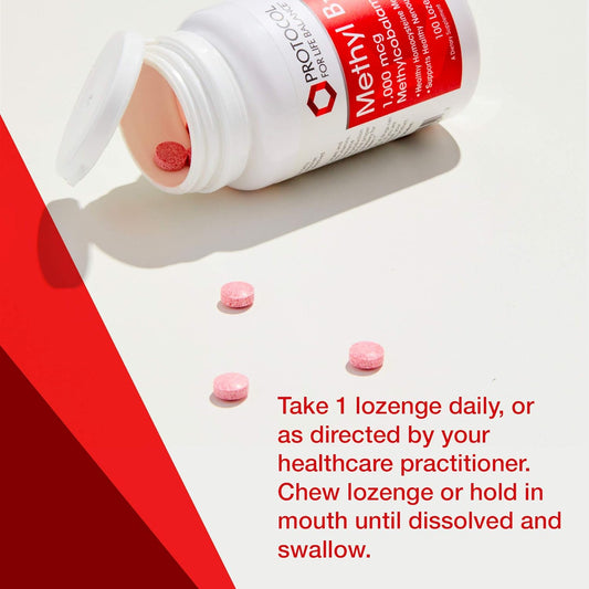 Protocol Methyl B12 1,000mcg - Vitamin B12 for Homocysteine Metabolism* - Supports Brain Health & Healthy Nervous System* - Kosher, Halal & Vegan - 100 Lozenges