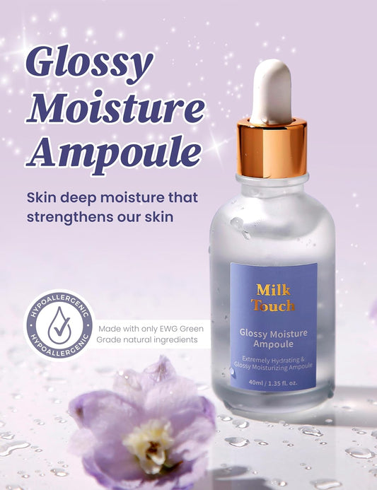 Milktouch Glossy Moisture Ampoule For Face | Niacinamide Serum Facial Moisturizer For Dry Skin | Face Moisturizing Serum For All Skin Types | Hydrating Face Serum Ampoule Korean Skin Care (40 Ml)