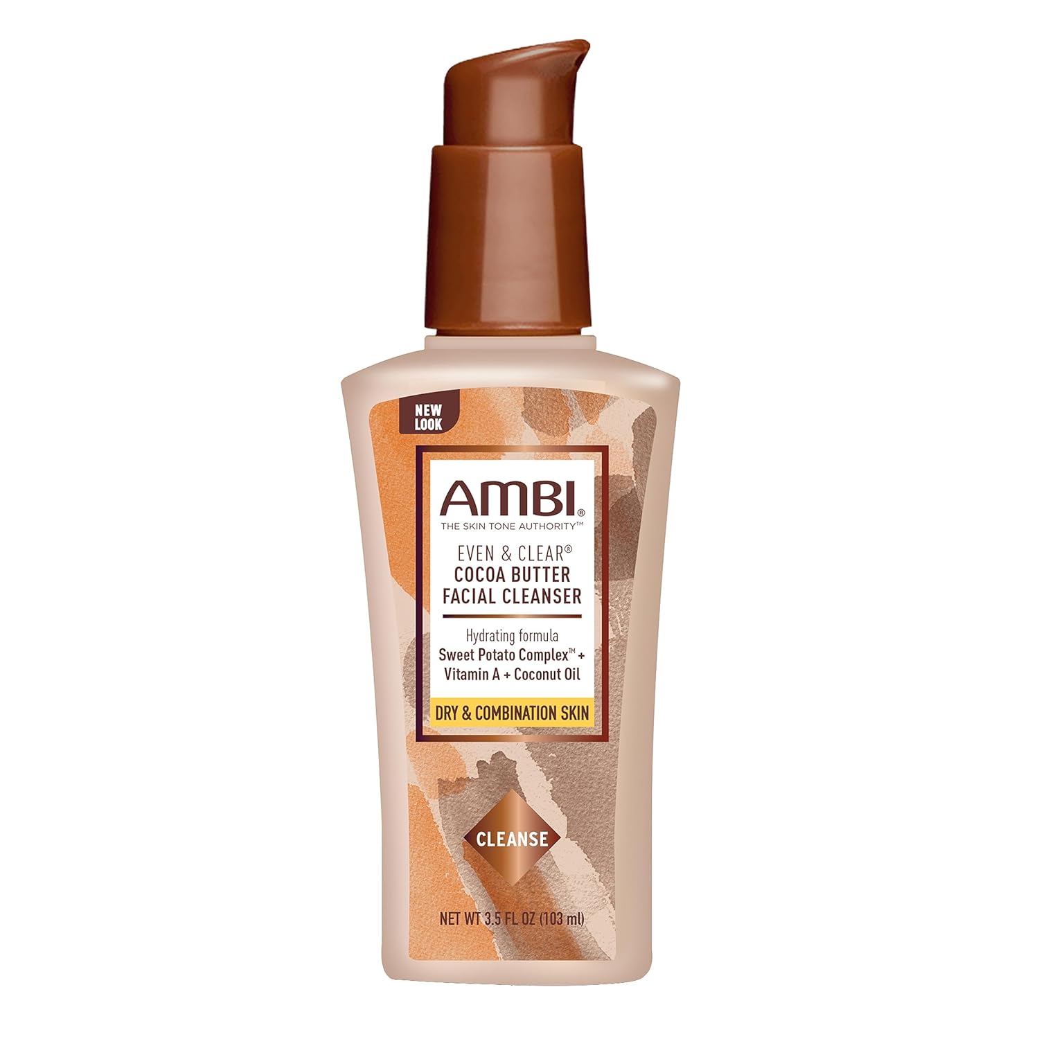 Ambi Even & Clear Cocoa Butter Facial Cleanser With Nutrient-Rich Sweet Potato Complex | Hydrating Formula | Helps Even Skin Tone | 3.5 Ounce