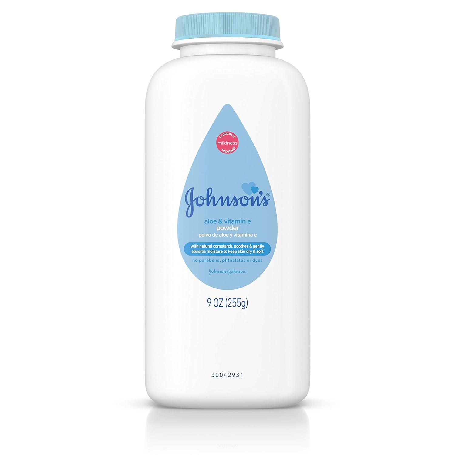 Johnson's Baby Powder with Naturally Derived Cornstarch Aloe & Vitamin E, Hypoallergenic, 9 oz