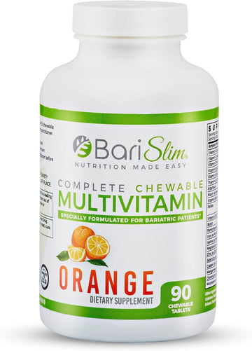 Complete Chewable Bariatric Multivitamin Tablets - 45 mg Iron Bariatric Vitamin & Supplement for Post Bariatric Surgery Including Gastric Bypass & Sleeve - Delicious & Convenient | Orange