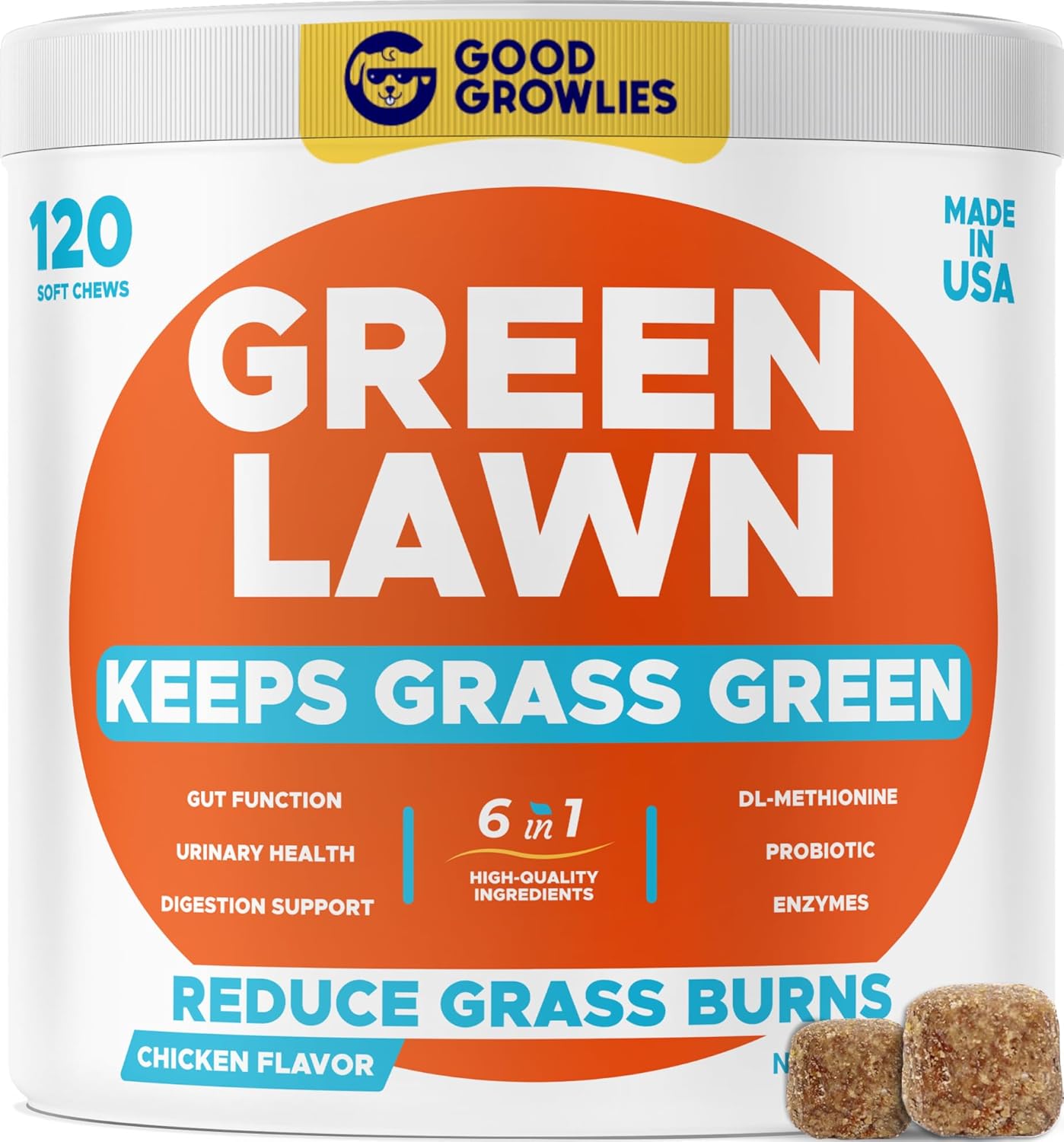 Grass Burn Spot Chews For Dogs - Pee Lawn Spot Saver - Natural Urine Neutralizer For Grass Burn Spots - Dog Pee Lawn Repair - W Dl-Methionine - 120 Ct