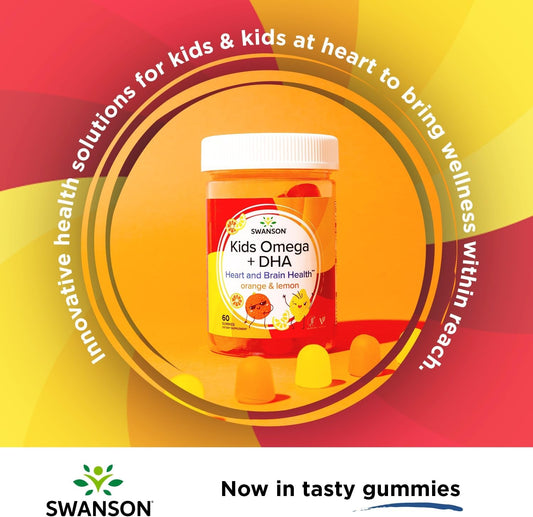 Swanson Kids Omega + DHA Gummies - 60 Gummies - Brain and Heart Health