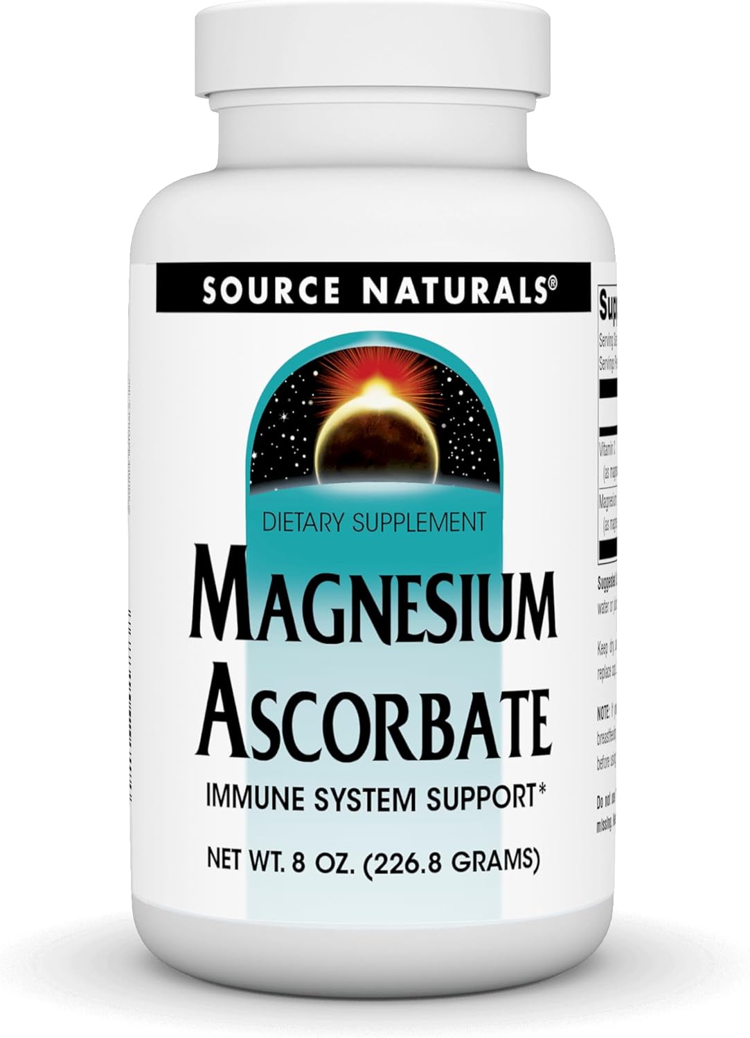 Source Naturals Magnesium Ascorbate Crystals - Non-Acidic Vitamin C - 8 Ounce Powder