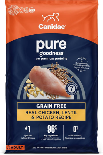 Canidae Pure Limited Ingredient Premium Adult Dry Dog Food, Real Chicken, Lentil & Potato Recipe, 4 Lbs, Grain Free