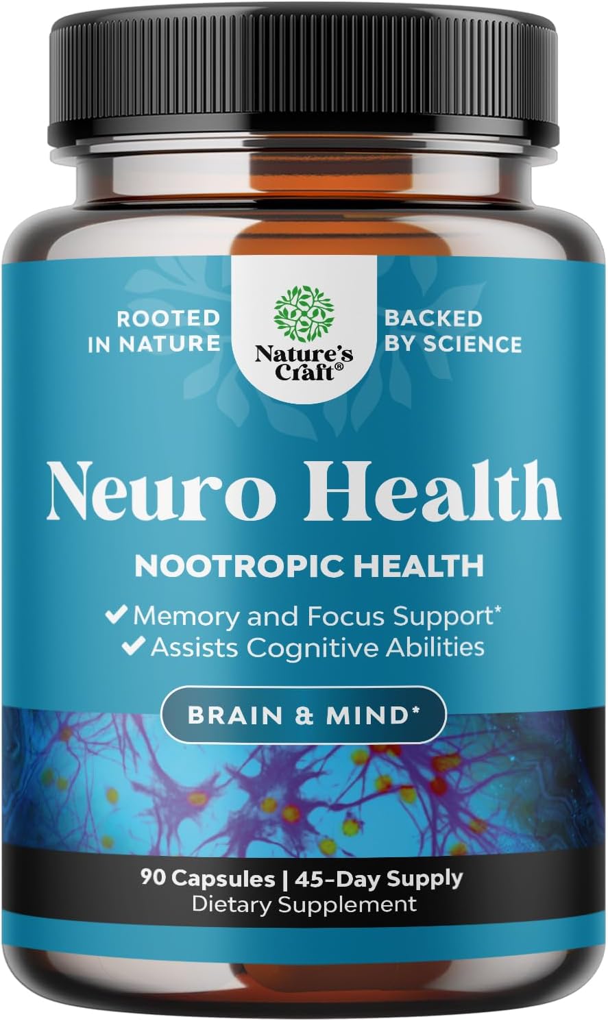 Advanced Nootropics Brain Support Supplement - Synergetic Mental Energy and Focus Supplement with Vitamins for Cognitive Enhancement - Mind and Memory Supplement for Brain Health 45 Servings