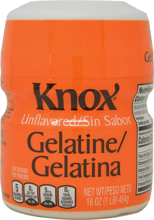 Knox Gelatine Unflavored Clear, Bulk 16 Ounce (Pack of 2) with By The Cup Measuring Spoons