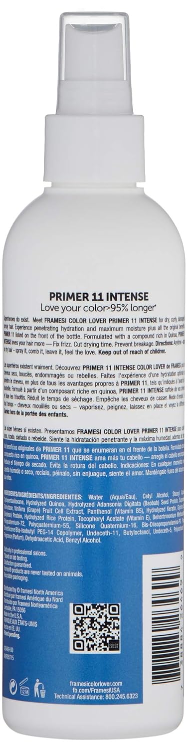 Framesi Color Lover Primer 11 Intense Leave In Conditioner Spray, 8.5 Fl Oz, Leave In Conditioner For Color Treated Hair, Heat Protectant Spray