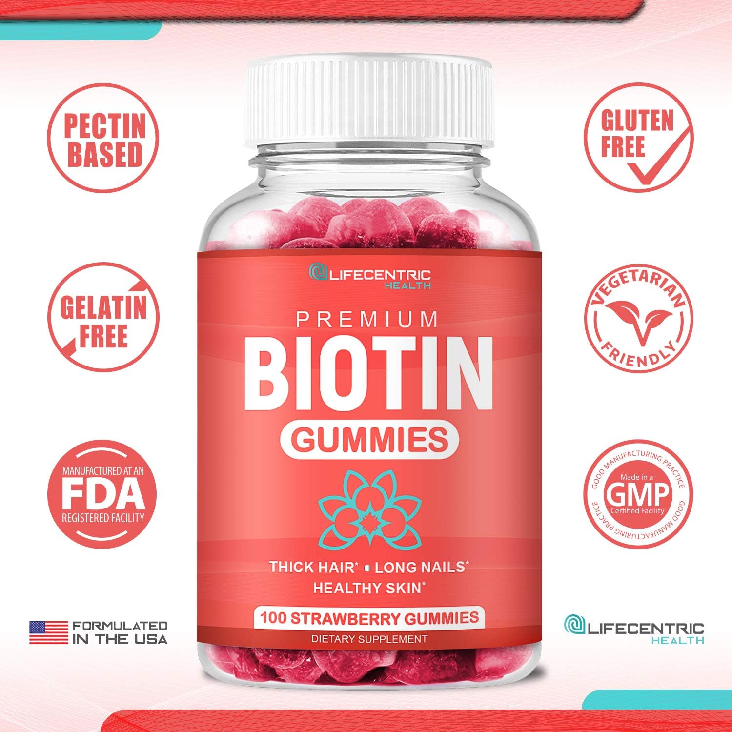 Biotin Gummies For Hair Growth | Max Strength Biotin 10000Mcg Prevents Thinning And Loss | Chewable Biotin Supplement For Women Men And Kids | 100 Count Vegan Hair Gummies For Hair Skin And Nails : Health & Household