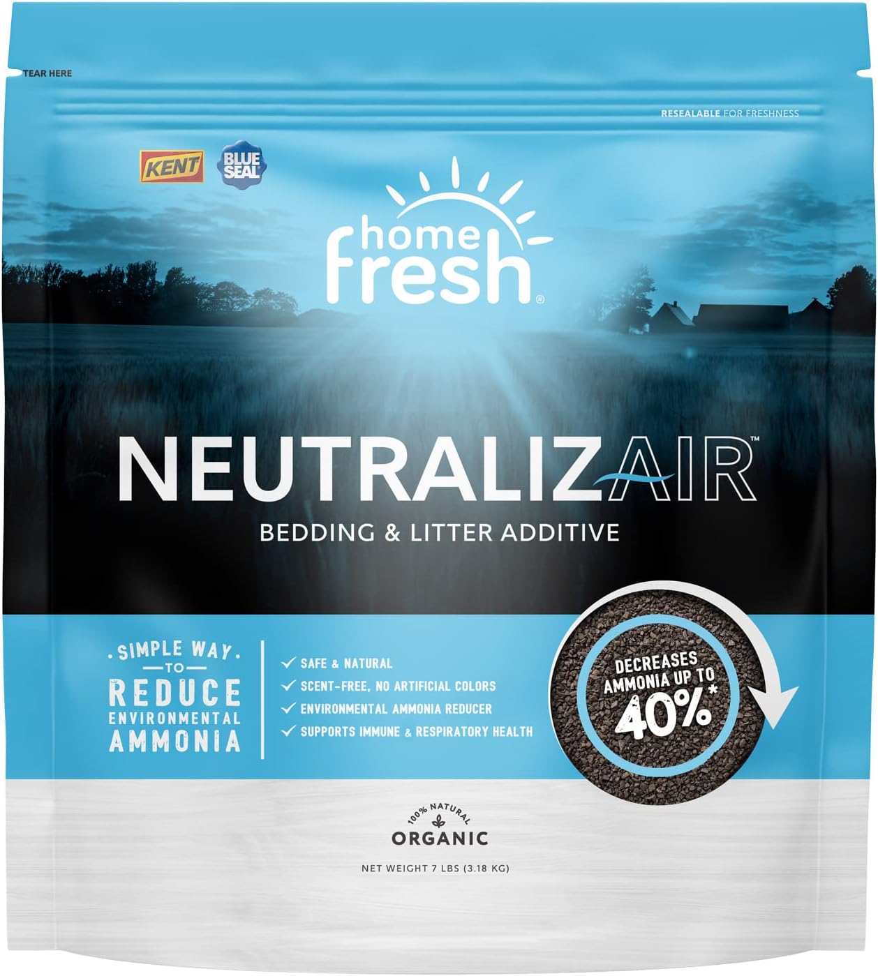 Home Fresh Small Pet Litter Deodorizer - Organic Small Animal, Poultry, And Livestock Bedding And Litter Additive, Scent Free Odor Eliminator - Neutralizes Pet & Livestock Urine Smells - 7 Pound Bag