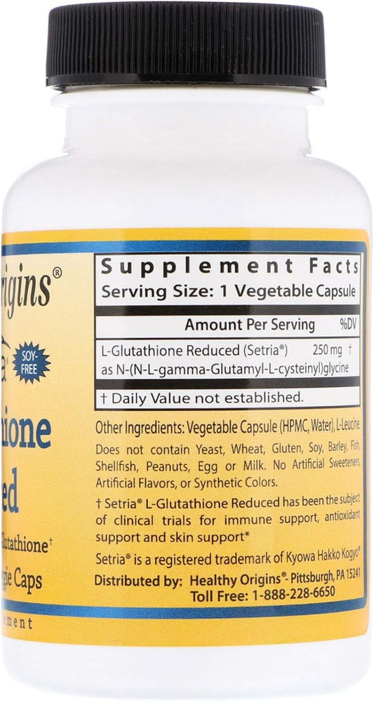 L-Glutathione Reduced 250 mg (Setria) Healthy Origins 60 Caps
