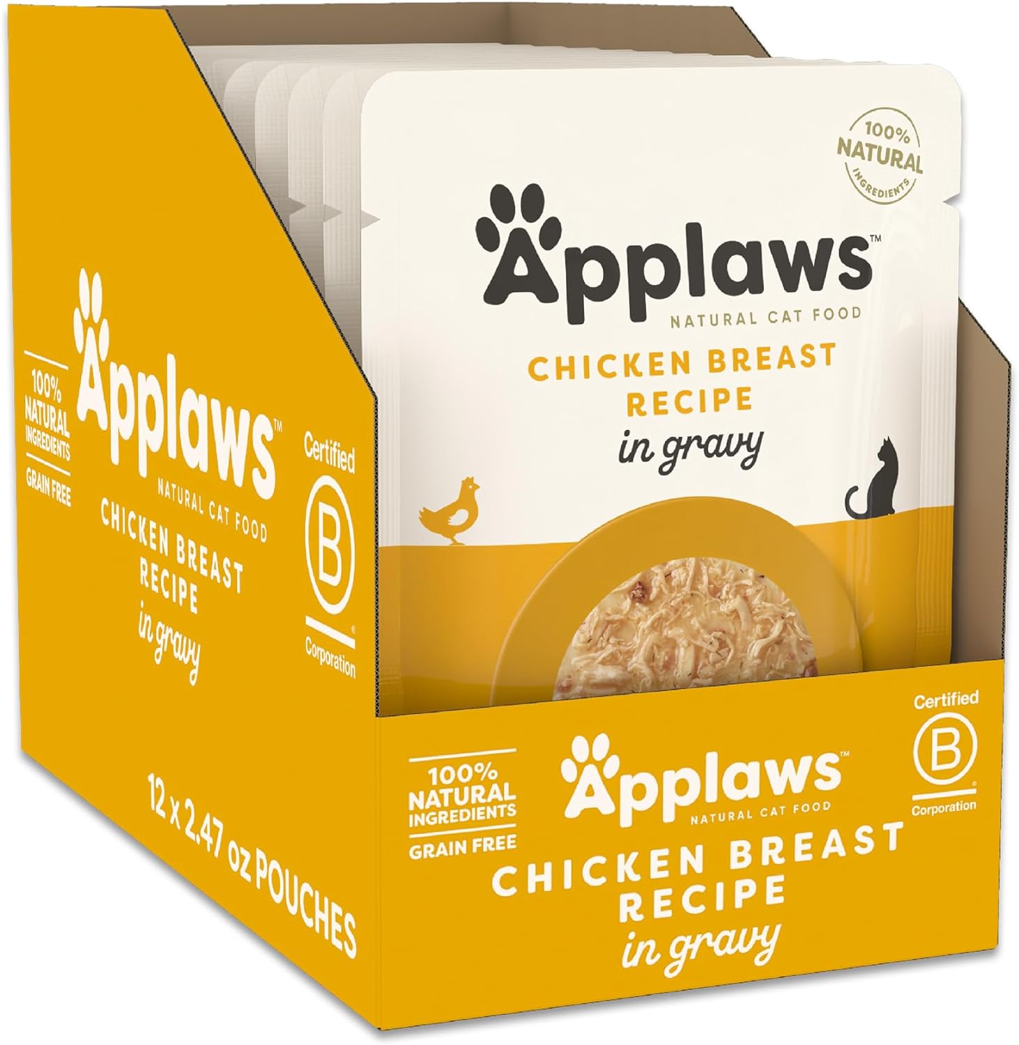 Applaws Natural Wet Cat Food In Gravy, Limited Ingredient Wet Cat Food Pouches, No Additives, Made With Natural Ingredients, Tuna With Shrimp In Gravy (12 X 2.47Oz Pouches)