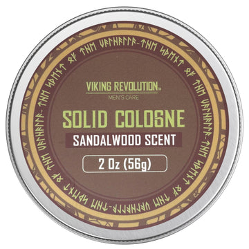 Viking Revolution Sandalwood Mens Solid Cologne Men 2 Oz - Men Solid Perfume With Sandalwood Cologne For Men - Balm Cologne For Mens Cologne Balm Travel Cologne Wax (1 Pack, Sandalwood)