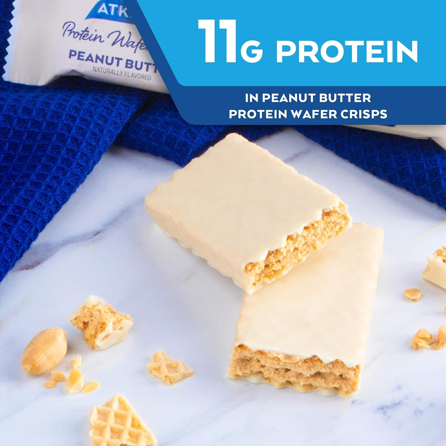 Atkins Peanut Butter Protein Wafer Crisps, Protein Dessert, 4g Net Carb, 1g Sugar, Keto Friendly, 5 Count : Everything Else