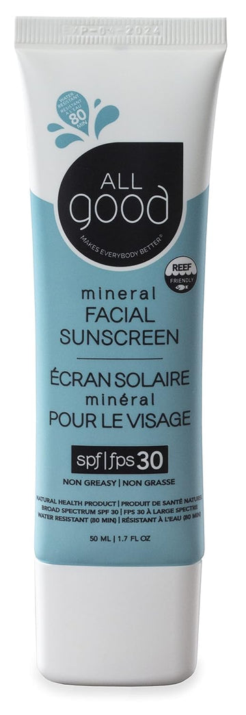 All Good Facial Mineral Sunscreen Lotion Spf 30 | Daily Face Moisturizer, Nourishing Botanicals, Hyaluronic Acid, Green Tea, Aloe, Calendula, Raspberry Seed Oil | (1.7Oz)