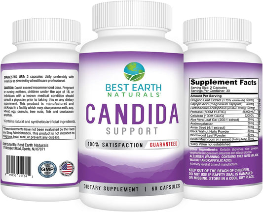 Best Earth Naturals Candida Support Supplement Promote Balance And Well-Being For Men And Women 60 Count