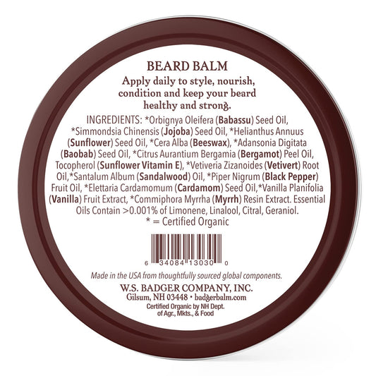 Badger - Organic Leave-In Beard Conditioner, Facial Hair Styling Balm, Non-Greasy Moisturizer And Treatment For Beards And Mustaches - 2 Oz, 2 Pack