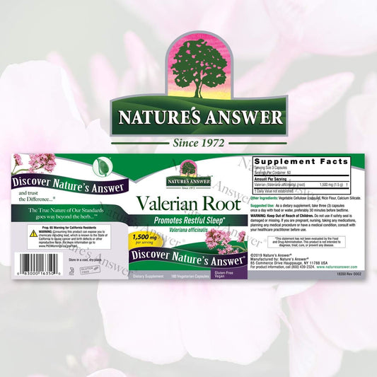 Nature's Answer Valerian Root 1,500 mg Capsules | Natural Sleep Aid | Stress Reliever | Promotes Restful Slumber