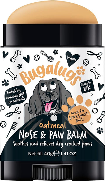 BUGALUGS Dog nose balm, Natural lick safe Paw balm for dogs contains Colloidal Oatmeal, Dog paw cream Vegan formula nose balm for dogs reduces skin irritation and redness. (40g Stick)?297930