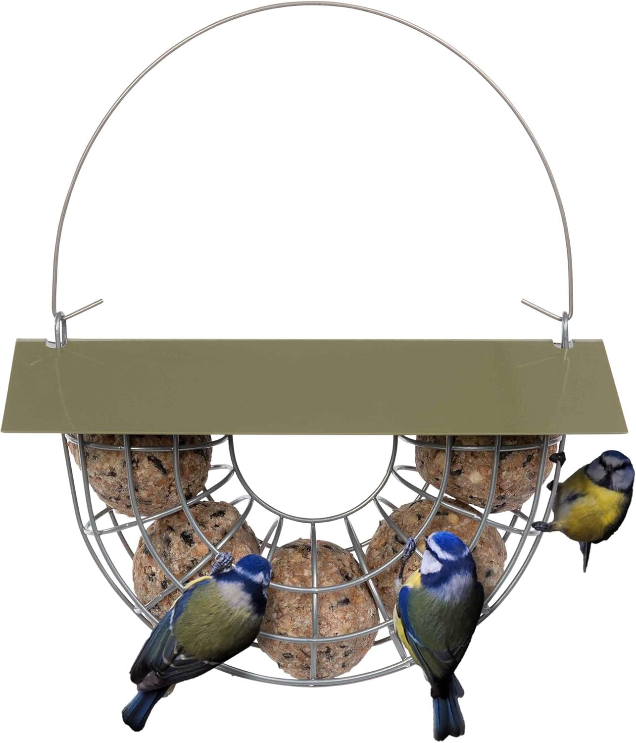 Jacobi Jayne® Suet Ball Basket - large capacity holds 5 fat balls for wild birds - hanging bird feeder for suet balls - bird feeder with pitched roof to protect bird fat balls?JJ-SBB