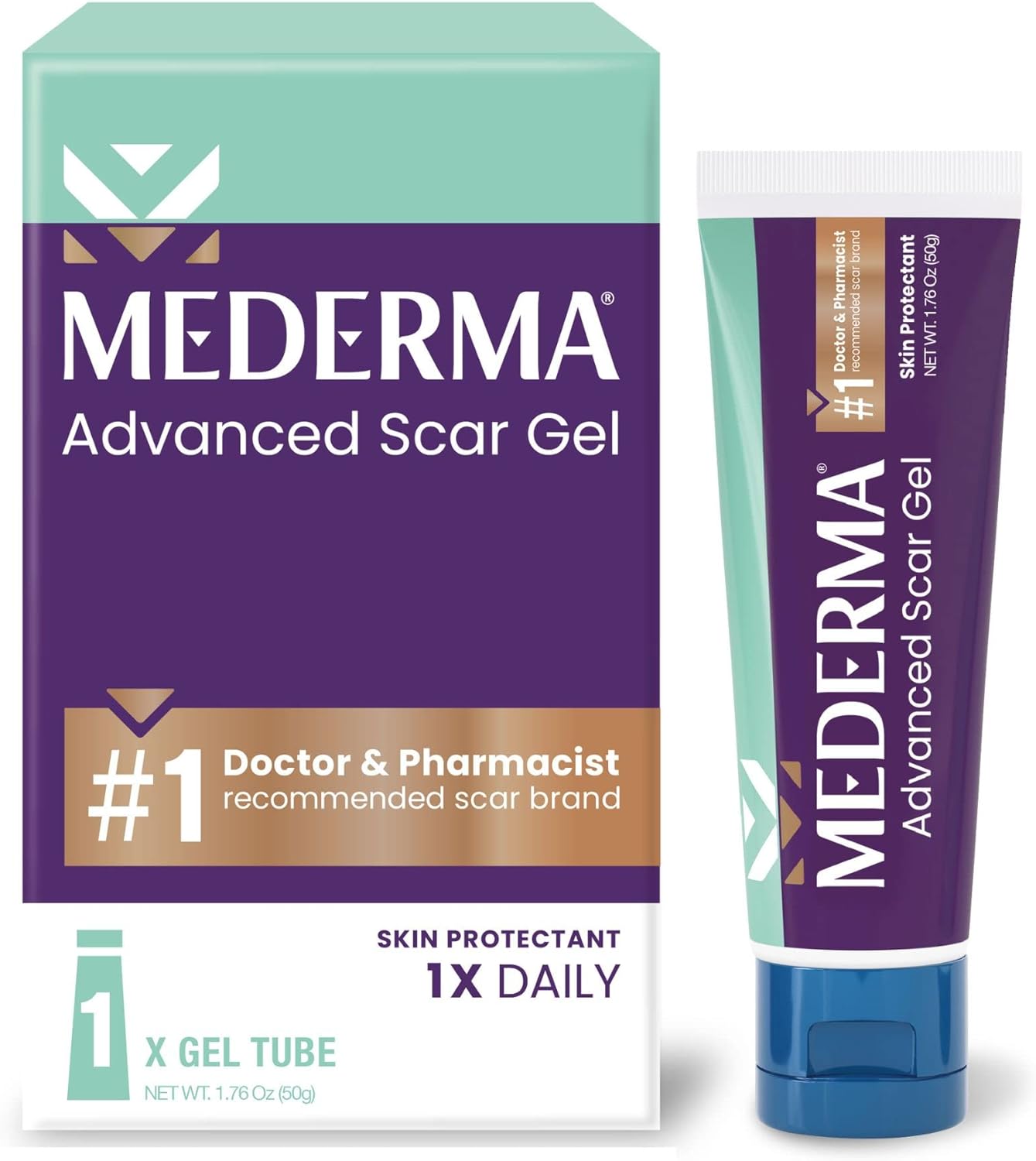 Mederma Advanced Scar Gel, Treats Old And New Scars, Reduces The Appearance Of Scars From Acne, Stitches, Burns And More, 50 Grams